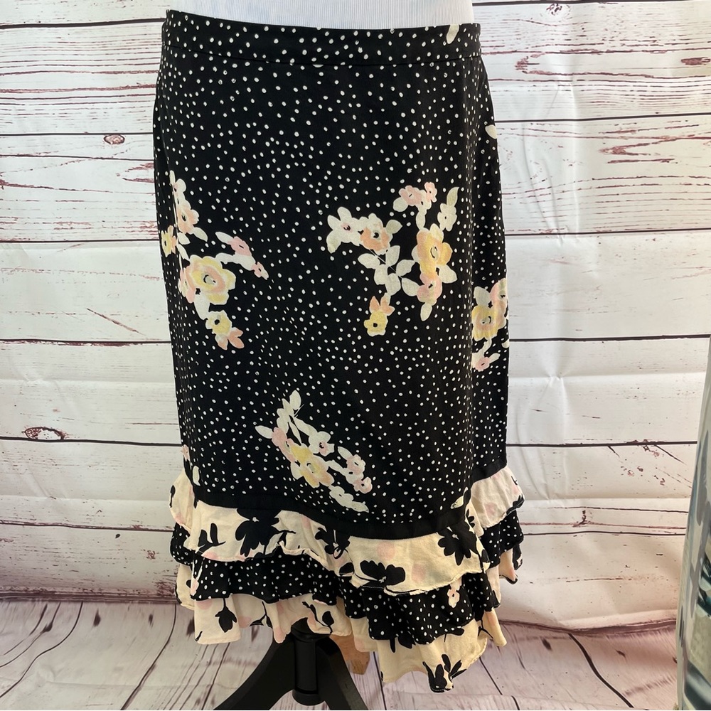 Banana republic silk floral skirt size 12 polka dot - Picture 2 of 3